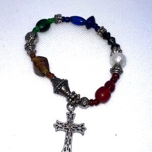 Multicolor Beaded Cross Bracelet
